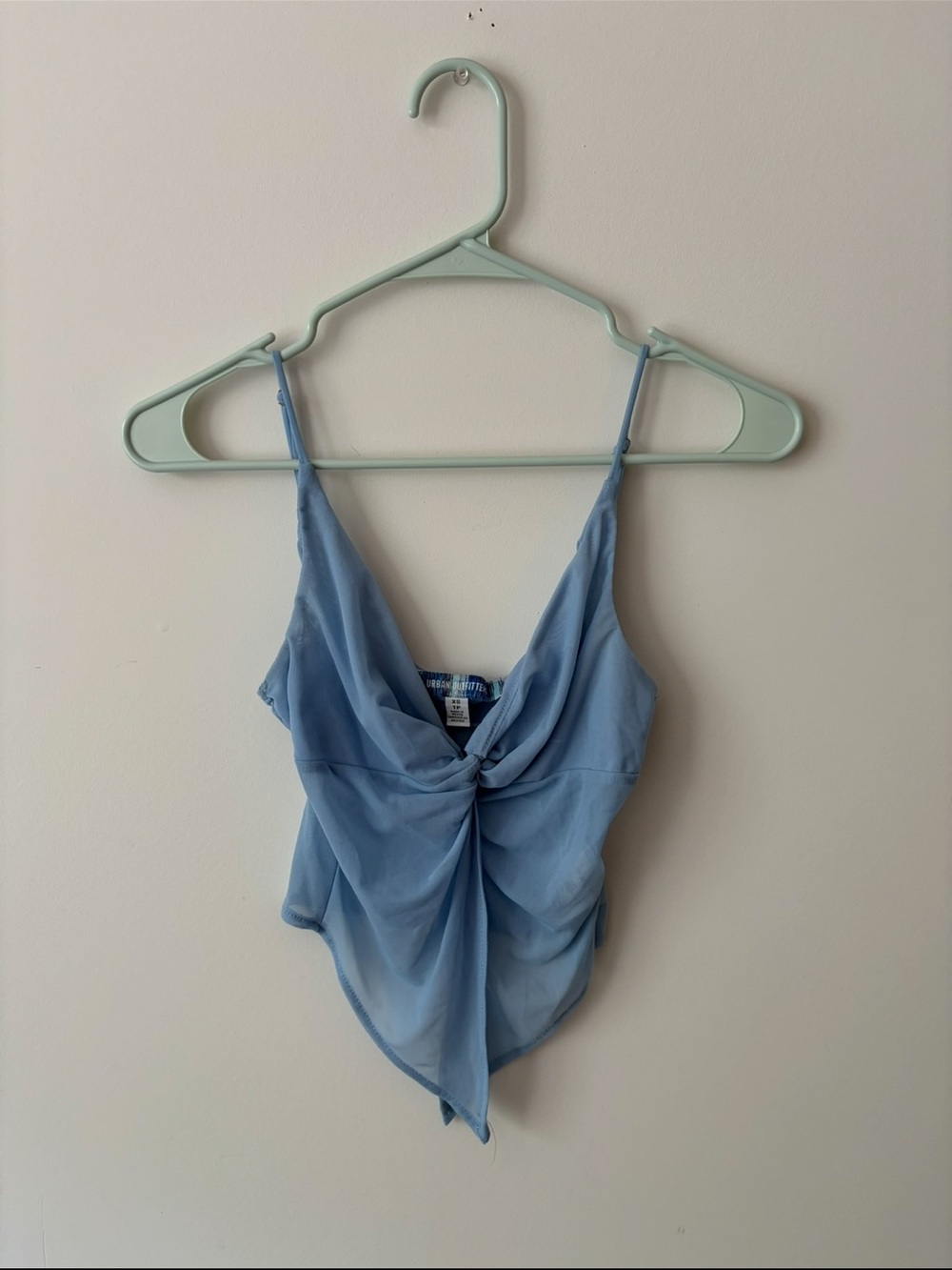Light Blue Sheer Draped Knot-Front Cami Tank Top Fairy Core